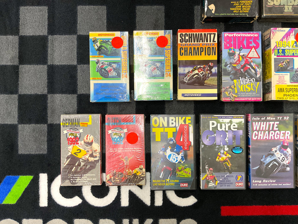 Rare Collection of 25 Motorcycle VHS Tapes - Races, Biographies, Movies. #VHS_25RN