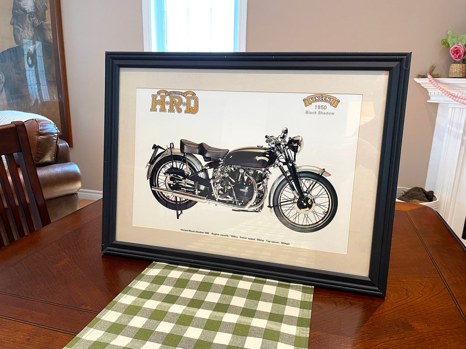 Vincent Black Shadow (1950) Artwork - 23" x 17" Frame with Glass. #VINC_IMMSM