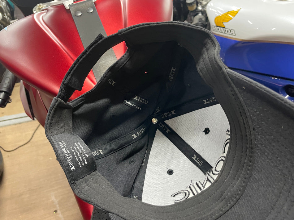 Iconic Motorbikes Velcro Strap Adjustable Hat ("Black on Black")