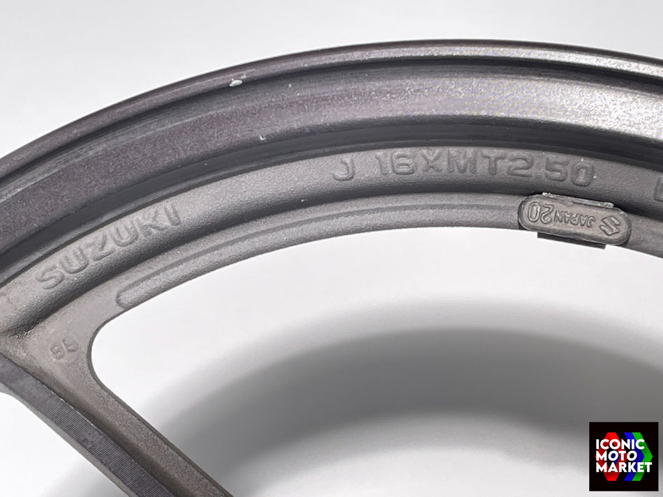 Suzuki RG500 (1985-1987) Front Wheel - 2.5 x 16”, Black. (OEM) #54111-20A10-19D