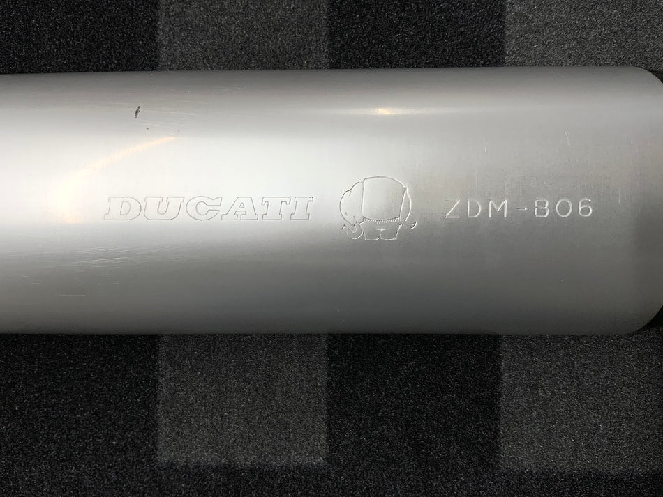 Ducati 907 I.E. Paso (1990-1993). Left-Side Exhaust Silencer. NOS (OEM) #57410141B
