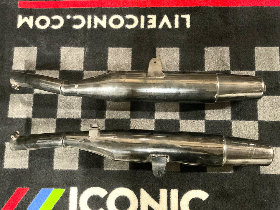 Ducati 750 Paso (1986-1988) Set of Exhaust Mufflers, Left/Right. (OEM) #037084215_037084210