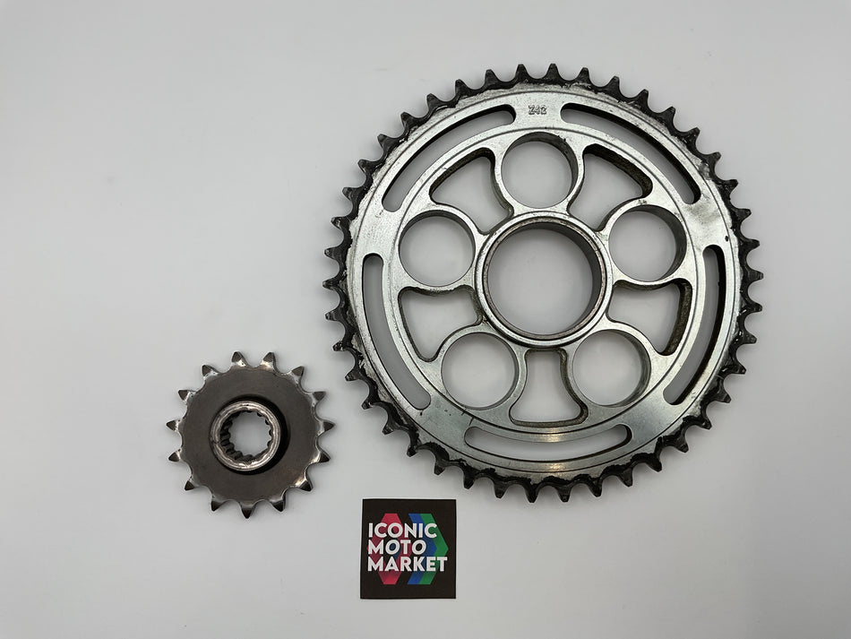 Ducati Multistrada 1000/1000S (2003-2006) 1100/1100S (2007-2009) Front Sprocket T15. (OEM) #449A0451A + Rear Sprocket T42. (OEM) #49421041B