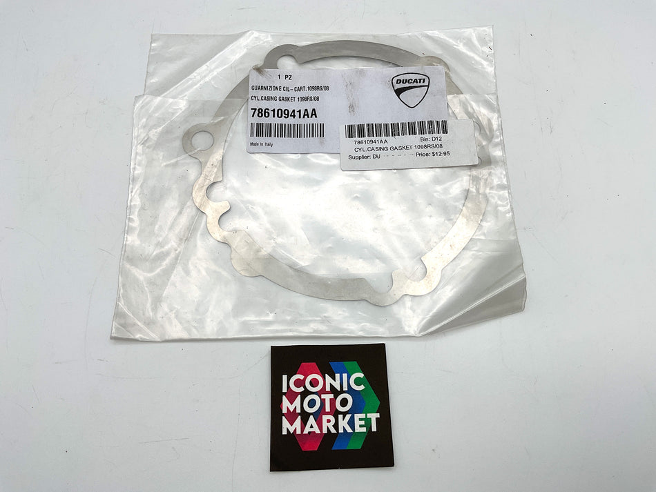 Ducati 1098RS (2008) Corse Cylinder, Metal Base Gasket. New-in-Package. (OEM) #78610941AA