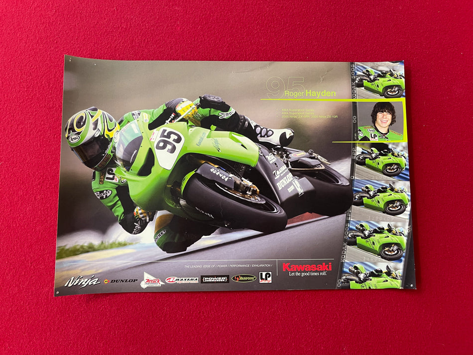 Team Kawasaki Poster - Rodger Hayden - 13" x 20"