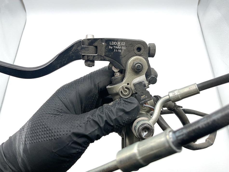 TWM GP1 - Folding Adjustable Brake Lever, Billet Aluminum - Black Anodized. #LDD.R.02
