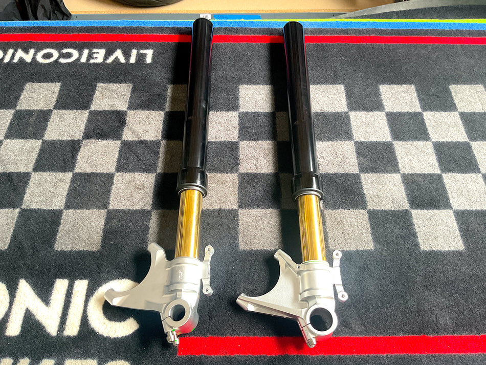 Ducati 1198, 1098, 848 - Ohlins 43mm Front Forks, for Road/Track. Black, Gold. #FGRT213