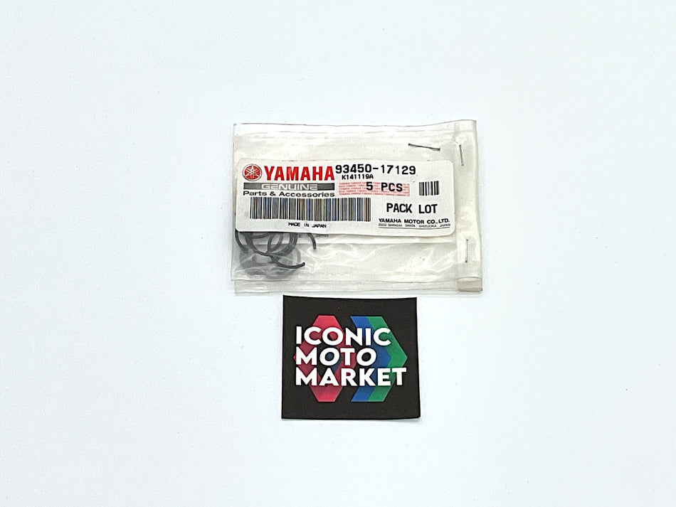 Yamaha RZ350, YZ125, YZ250F - Circlip, for Piston Connector Rod. (5 pk) New-in-Package. (OEM) #93450-17129