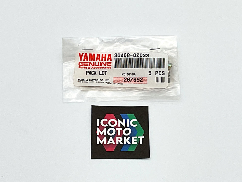Yamaha YW50 Zuma, CY50 Jog - Clip, for Oil Injection Line. (5 Pack) New-in-Package. (OEM) #90468-02033