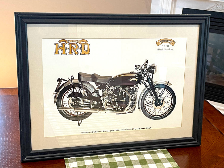 Vincent Black Shadow (1950) Artwork - 23" x 17" Frame with Glass. #VINC_IMMSM