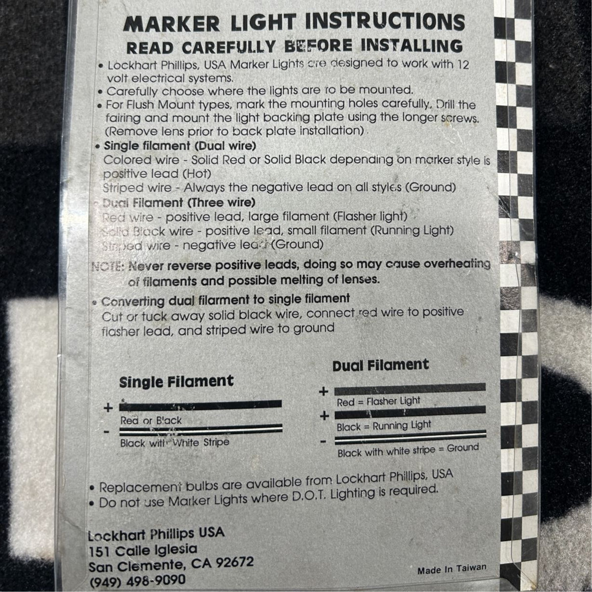 Lockhart Phillips Turn Signal Marker Lights 122-9963