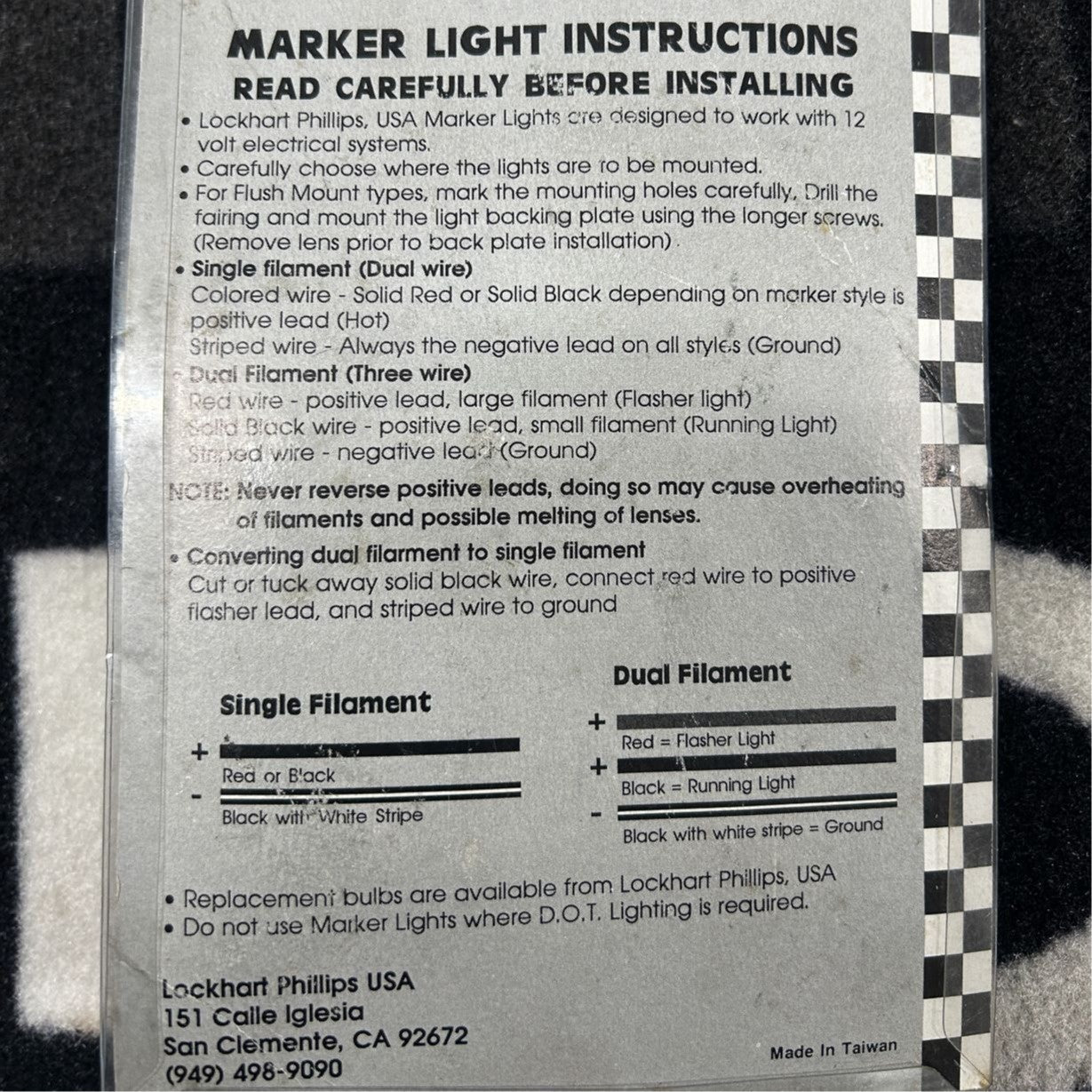 Lockhart Phillips Turn Signal Marker Lights 122-9963
