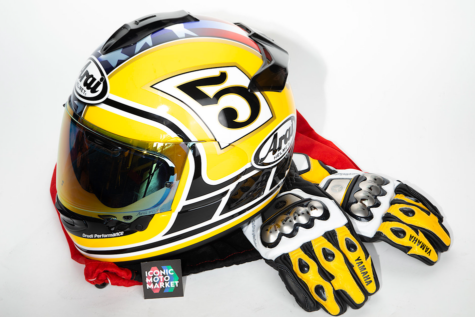 Arai Vector X Helmet - Colin Edwards Rep., w/ Leather Gloves. #ARAI_CED1