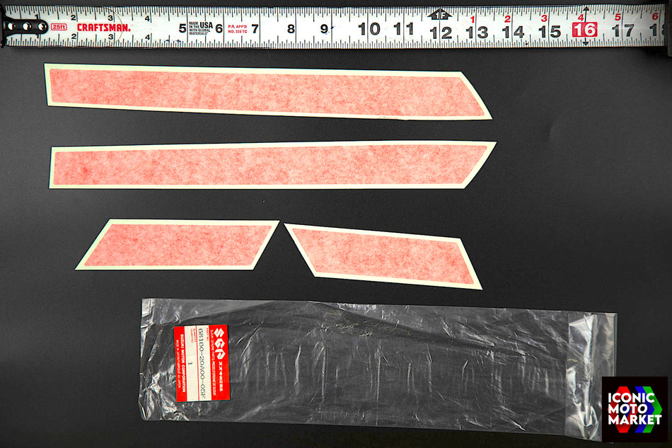 Suzuki RG500, GS500E - Decals Set / Orange, Tail-Fairing. NOS (OEM) #68160-20A00-05F