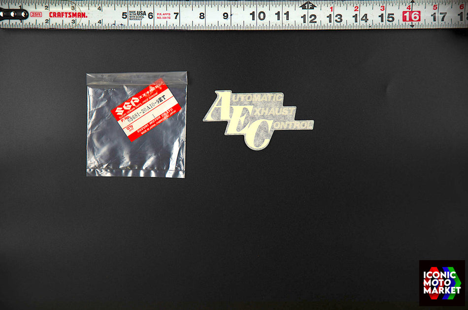 Suzuki RG500, GS500E - 'AEC' Decal, Lower Side-Fairing. NOS (OEM) #68681-20A10-9ET