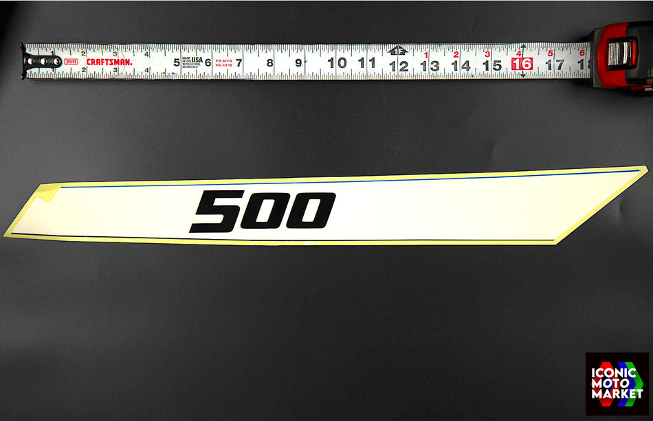 Suzuki RG500 (1985-1987) '500' Emblem, Decal RH Tail-Fairing Section. NOS (OEM) #68130-21A40-9ER