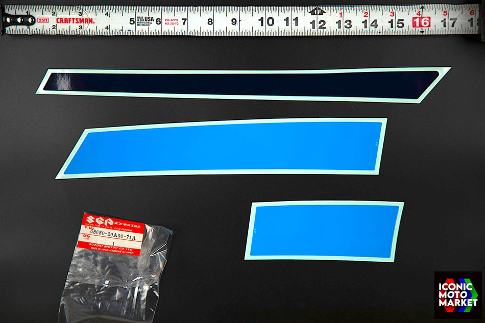 Suzuki RG500, GS500E - Decals, Lower Right Side-Fairing. NOS (OEM) #68680-20A00-71A