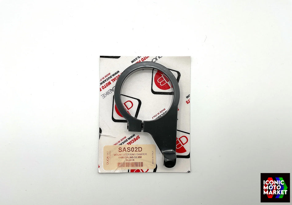 Ducati 1199/1299/959/899 Panigale - Steering Damper Bracket, for Ohlins 53mm - Black. #SAS02D