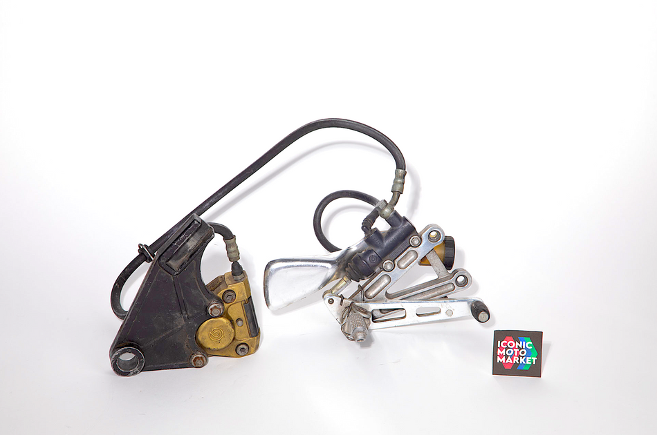 Aprilia RS250 (1998-2003) Rear Brake Caliper, Rear-Set, Master w/ Hose Assy. (OEM) #AP8213172