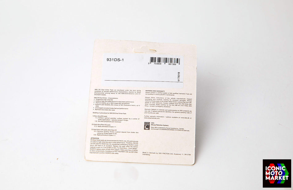 Yamaha YZF-R3 (2015-2019) Front Brake Pad, SBS Dual Sinter. New. #931DS-1