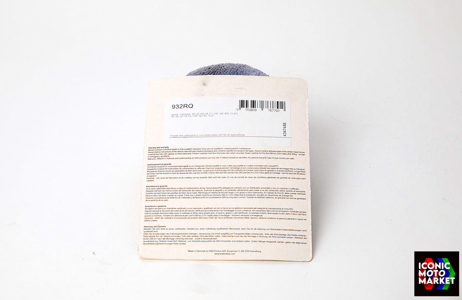 Yamaha YZF-R3 (2015-2020) Rear Brake Pad, SBS Carbon Tech. New. #932RQ