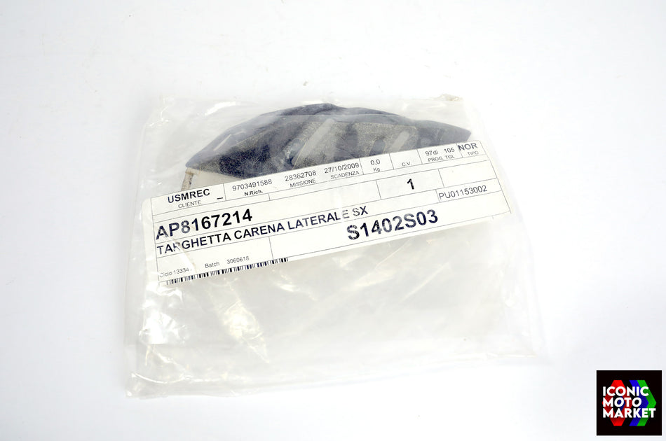 Aprilia RST1000 Futura (2001-2003) Fairing Plate, Left-Side. NOS (OEM) #AP8167214