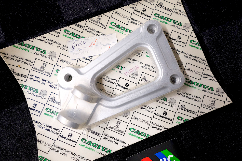 Ducati 900SS, 750SS, 600SS (1991-1997) Rearset Bracket, Left-Side. NOS (OEM) #82410111A