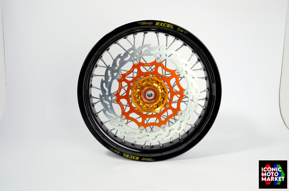 RK Excel Takasago Front Wheel w/Rotor, Black - 17" x 3.5" | 6.5mm Axle Opening. #RK_EXT-FR1