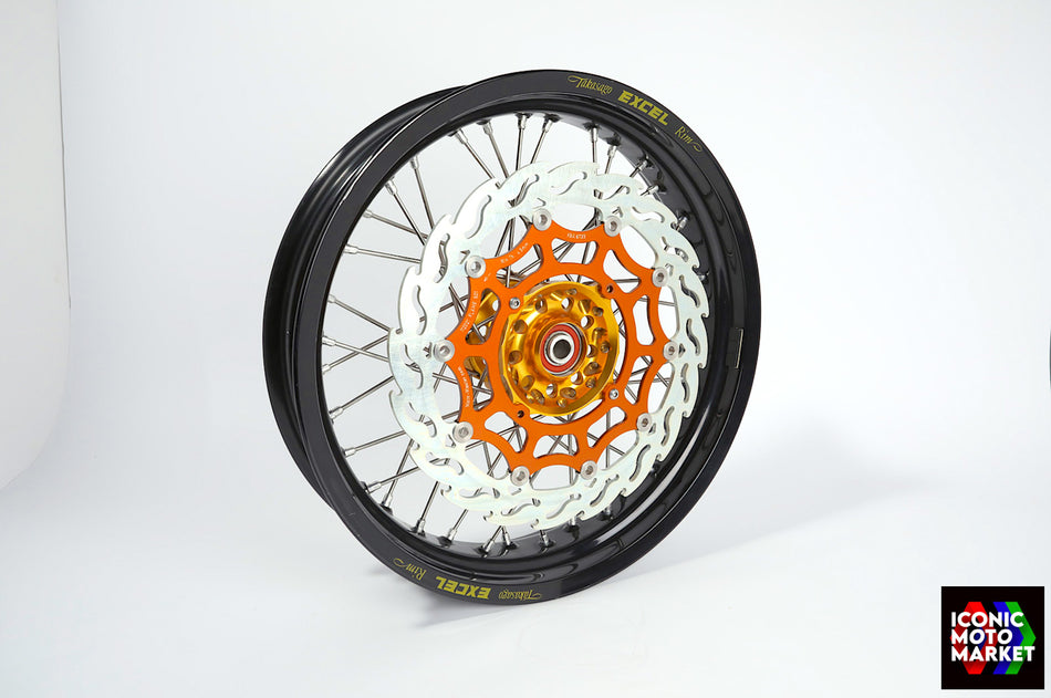 RK Excel Takasago Front Wheel w/Rotor, Black - 17" x 3.5" | 6.5mm Axle Opening. #RK_EXT-FR1